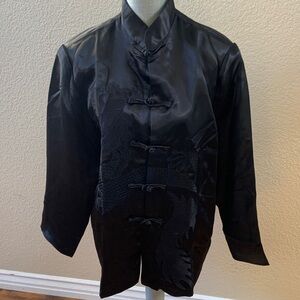 Mandarin Black Silk Blend Women's Blazer
